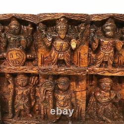 Hand-carved Solid Wood Wall Hanging Panel Plaque Carved Krishna Incarnations