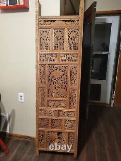 Hand carved teakwood divider panels antique