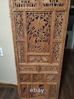 Hand carved teakwood divider panels antique