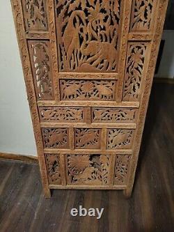 Hand carved teakwood divider panels antique