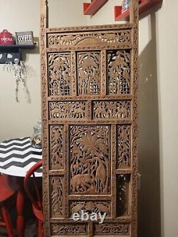 Hand carved teakwood divider panels antique