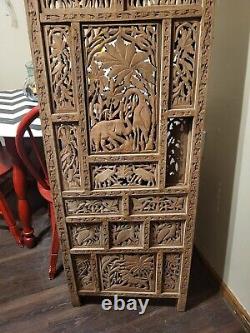 Hand carved teakwood divider panels antique