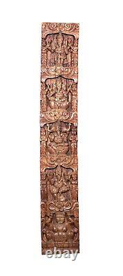 Handcrafted Ganesha South Indian Temple Wood Carving Wall Hanging Panel Home Dec