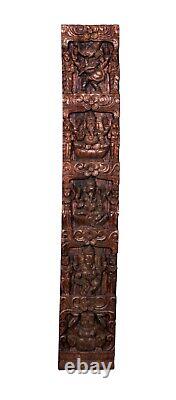 Handcrafted Lord Ganesha South Indian Temple Wood Carving Wall Hanging Panel Hom