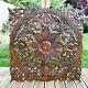 Handmade Carved Wooden Decorative Wall Art Lotus Bed Headboard Panel 35.5 Large