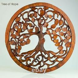 Handmade Carved Wooden Decorative Wall Art Tree of Hope Panel