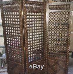Handmade Wood Room Divider Screen (3 Panel) with Hand Work Arabisque