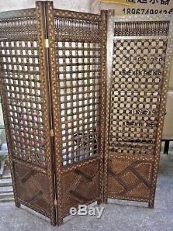 Handmade Wood Room Divider Screen (3 Panel) with Hand Work Arabisque