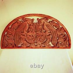 Handmade Wooden Parrot Birds Panel Carved Floral Collectibles Wall Hanging Decor