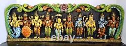 Handmade Wooden Wall Panel VISHNU Dashavatara Multi-Color 36 Inches