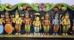 Handmade Wooden Wall Panel VISHNU Dashavatara Multi-Color 36 Inches