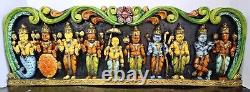 Handmade Wooden Wall Panel VISHNU Dashavatara Multi-Color 36 Inches