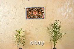 Handmade carved painted wall hanging panel colorful home decor indian furniture