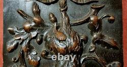 Hare hunting trophy wood carving panel Antique french architectural salvage 15