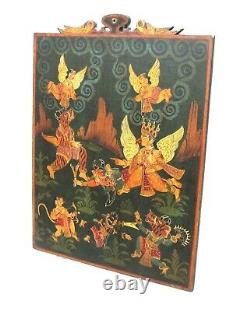 Home Decorative Wooden Panel India Hand Painted Tantric Vintage Old Tantra Art