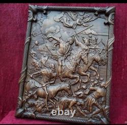 Horsemen of the Apocalypse Carved panel NATURAL WOOD SOLID Beech