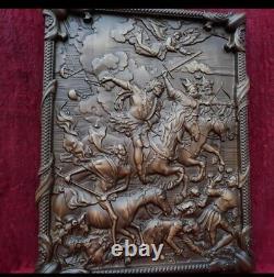 Horsemen of the Apocalypse Carved panel NATURAL WOOD SOLID Beech
