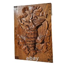 Hunting trophy bird wood carving panel 165 Antique French architectural salvage