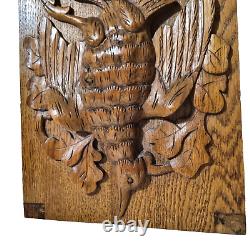 Hunting trophy bird wood carving panel 165 Antique French architectural salvage