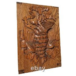 Hunting trophy bird wood carving panel 165 Antique French architectural salvage