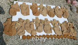 ITalian wood carved 15 stations of the cross wall panels religious church rare