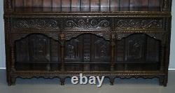 Important Gothic Revival Using 17th Century Panels Bookcase Dresser Cherubs