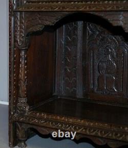 Important Gothic Revival Using 17th Century Panels Bookcase Dresser Cherubs