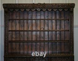 Important Gothic Revival Using 17th Century Panels Bookcase Dresser Cherubs