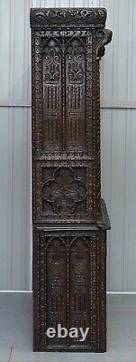 Important Gothic Revival Using 17th Century Panels Bookcase Dresser Cherubs
