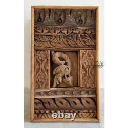 Indian Wooden Wall Hanging Panel Handmade Reclaimed Wood Carved Art Home Decor