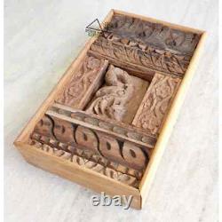 Indian Wooden Wall Hanging Panel Handmade Reclaimed Wood Carved Art Home Decor