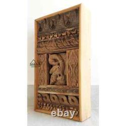 Indian Wooden Wall Hanging Panel Handmade Reclaimed Wood Carved Art Home Decor