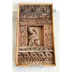 Indian Wooden Wall Hanging Panel Handmade Reclaimed Wood Carved Art Home Decor