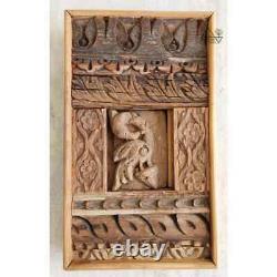 Indian Wooden Wall Hanging Panel Handmade Reclaimed Wood Carved Art Home Decor