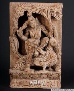 Indien 20. Jh. Holzrelief Carved Wood Panel Subramanya South India Inde du Sud