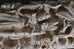 Indonesian Bali Carved Wood Relief Wall Panel Rama Sita