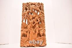 Indonesian Bali Carved Wood Relief Wall Panel Sculpture Art Rama Sinta Lovers