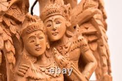 Indonesian Bali Carved Wood Relief Wall Panel Sculpture Art Rama Sinta Lovers