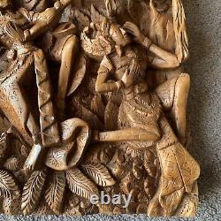 Indonesian Hand Carved Suar Wood Wall Relief Panel of Rama 19x12