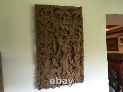 Indonesian Wood Carving Panel 49cm x 29cm