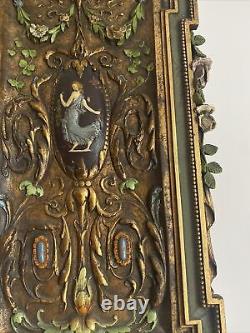Italian Swedish Baroque Gustavian Hand Carved Polychrome Wood Panel 13 X 32
