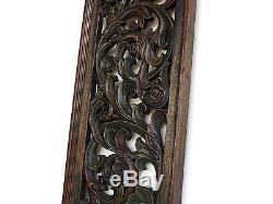 KANOK Antique Thai Pattern Carved Wood Home Wall Panel Decor Art Statue FS gtahy