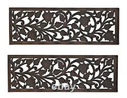 Kraft Mistry Wood Wall Panel 12 x 36 cms Brown Deja Medallion Set of 2 ANDAMAN