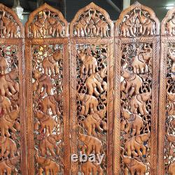 Large 6 panel Wooden Hand Carved Diveder Home Screen Privacy Peparator Partition