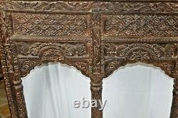 Large Antique 19th Century Indian Carved Wood WindowithBalcony Panel, c1850