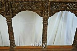 Large Antique 19th Century Indian Carved Wood WindowithBalcony Panel, c1850