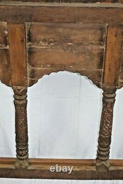 Large Antique 19th Century Indian Carved Wood WindowithBalcony Panel, c1850