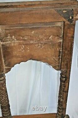 Large Antique 19th Century Indian Carved Wood WindowithBalcony Panel, c1850