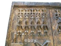 Large Antique African Wood Carving Tribal Sculpture Door Panel Statue Yoruba Art