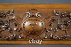 Large Antique French Carved Wood Pediment Panel